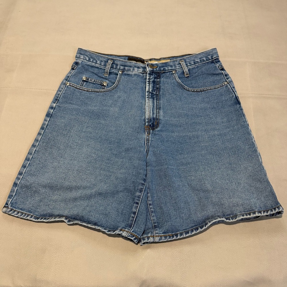 VTG Y2K Women USA Denim Blue Baggy Wide Leg Skate Jorts Jean 90s Short-14-6241